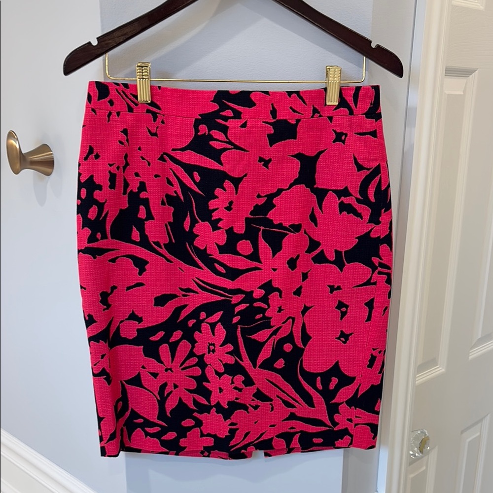J. Crew Pink and Black Pencil Skirt Knee-Length Night Out